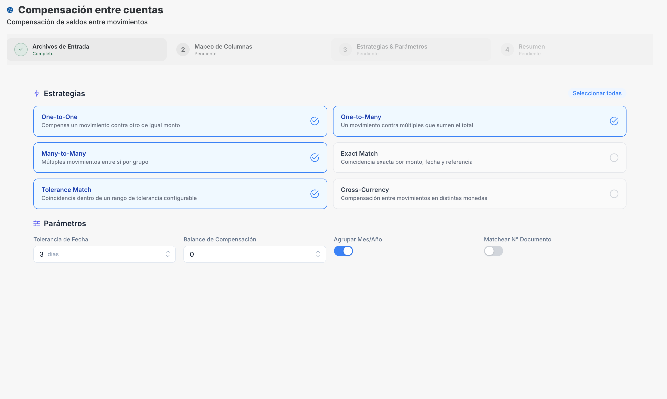 Matriz de compensacion intercompany con liquidacion y posiciones netas