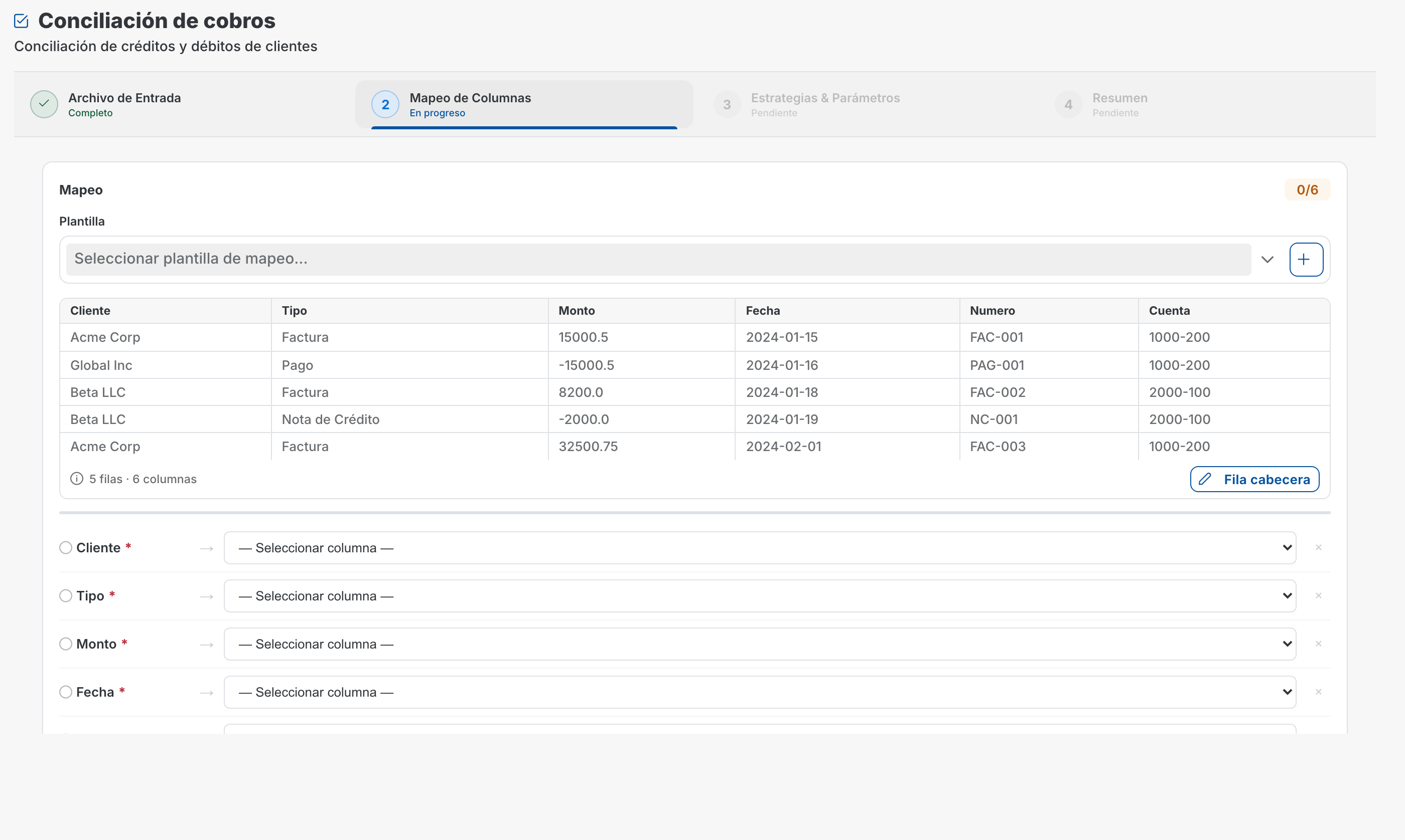 Panel de conciliacion con antiguedad, diferencias y aprobaciones